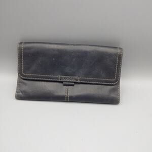 Vintage Fossil Woman’s Black Leather Wallet With Checkbook Holder